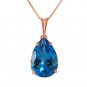 6.5 Ct 14K Solid Rose Gold Teardrop Blue Topaz Necklace Womens Stylish Gemstone