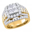 14kt Yellow Gold Princess Diamond Cluster Bridal Wedding Engagement Ring 3.00
