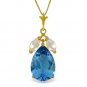 6.5 Carat 14K Solid Gold Necklace Blue Topaz White Topaz