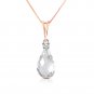 14K Solid Rose Gold Necklace withNatural Diamond & Rose Topaz