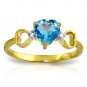 0.96 Ct 14K Solid Gold Light Of Mine Blue Topaz Diamond Ring Anniversary Bridal