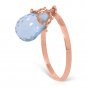 3 Carat 14K Solid Rose Gold Ring Dangling Briolette Blue Topaz Womens Size 5-11