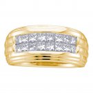 0.50 Ct Mens Princess CUT Natural Diamond Band RING 14k Yellow Gold Size 8-13