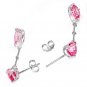 7.01 CTW 14K Solid White Gold Diamond Pink Topaz Dangling Earrings