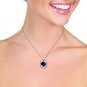14K Solid White Gold Necklace with Twisted Briolette Dyed Sapphire & Diamonds