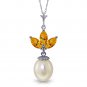 4.75 Carat 14K Solid White Gold Necklace pearl Citrine
