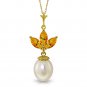 4.75 Carat 14K Solid Gold Necklace pearl Citrine