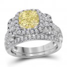 Solid 14k White Gold Yellow Diamond Wedding BAND Engagement RING SET 0.50 CT
