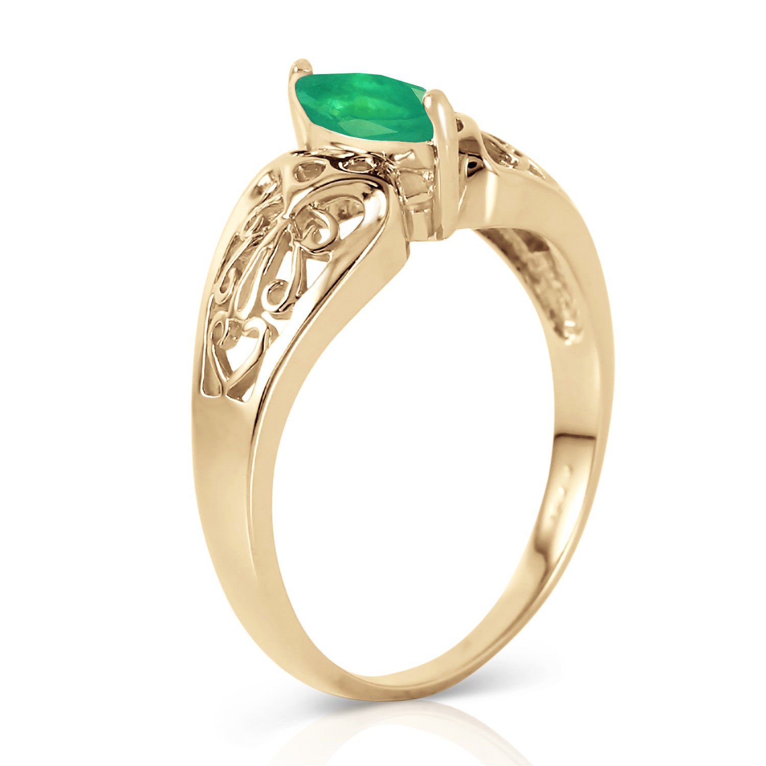 0 2 Ctw 14k Solid Gold Lily Emerald Ring Genuine Gemstone Womens Size 5 11