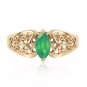 0.2 CTW 14K Solid Gold Lily Emerald Ring Genuine Gemstone Womens Size 5-11