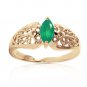0.2 CTW 14K Solid Gold Lily Emerald Ring Genuine Gemstone Womens Size 5-11