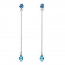3.15 Carat 14K Solid White Gold Chandelier Earrings Natural Blue Topaz