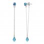 3.15 Carat 14K Solid White Gold Chandelier Earrings Natural Blue Topaz