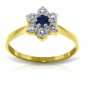 0.19 Carat 14K Solid Gold Lorraine Sapphire Diamond Ring Genuine Gemstone Womens