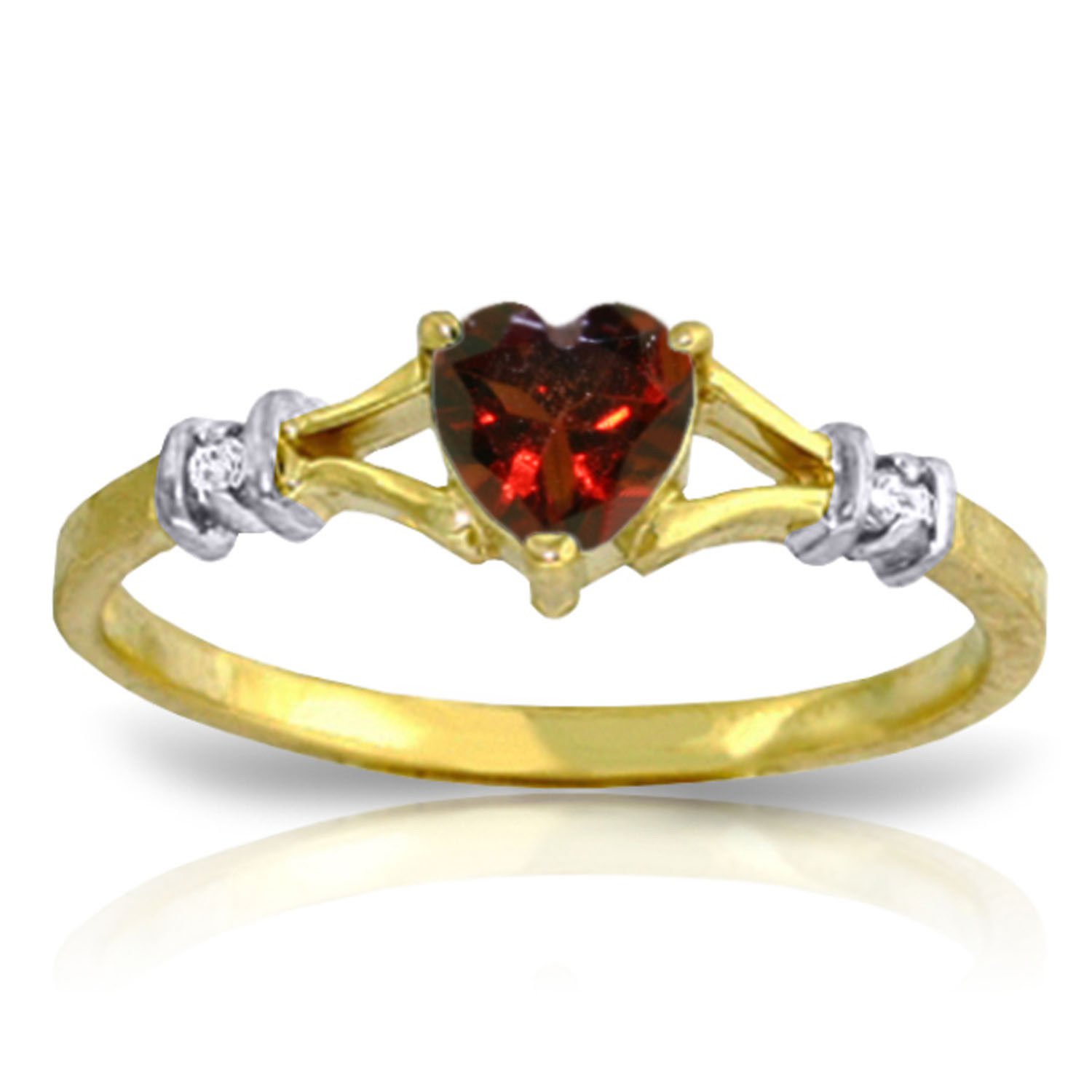 0.47 Carat 14K Solid Gold Rings Natural Diamond Garnet Genuine Gemstone ...