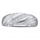 14k White Gold Round Diamond Mens Wedding Lightweight Channel-set Band Ring 1/10
