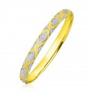 10k Two-Tone Gold Geometric Diamond Motif Bangle Womens Genuine Fashion Bracelet