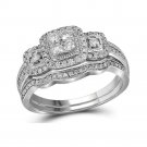14kt White Gold Round Cut 1/2 CT Carat Diamond Wedding BAND Engagement RING Set