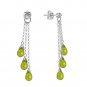 14K Solid White Gold Chandelier Earrings withDiamonds & Peridots