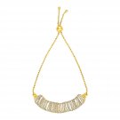Textured Bar Motif Adjustable Bracelet in 14k Yellow and White Gold