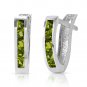 Womens 1.0 Carat 14K Solid White Gold Oval Huggie Earrings Peridot Anniversary