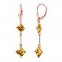 14K Solid Rose Gold Women's Stunning Leverback Fashion Earrings with Citrines