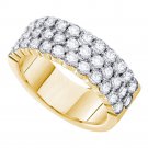 14k Yellow Gold Womens Round Diamond 3-row Wedding Anniversary Band 2.00 Cttw