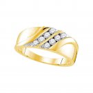 10k Yellow Gold Mens Round Diamond Band Wedding Anniversary Fashion Ring 1/2