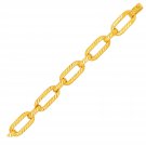 14k Yellow Gold Textured Long Oval Link Bracelet