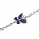 0.6 CTW 14K Solid White Gold Butterfly Bracelet Sapphire