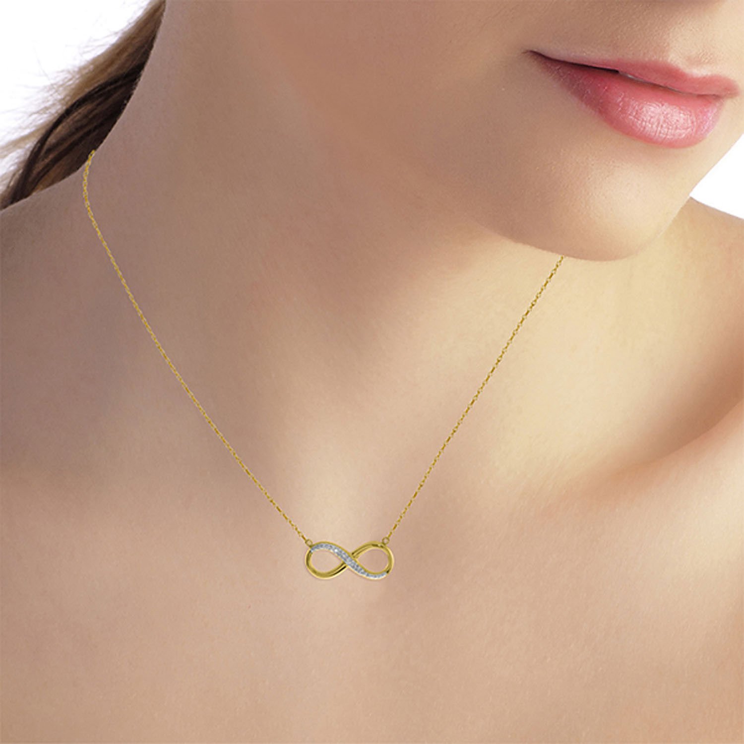 14k Solid Gold Infiniti Necklace With Natural Diamond Womens Stylish Pendant 