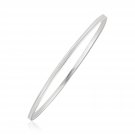Real 14k White Gold Concave Motif Thin Stackable Bangle Womens Genuine Bracelet