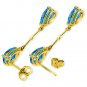 7.01 Carat 14K Solid Gold Diamond Blue Topaz Dangling Earrings Natural Gemstone