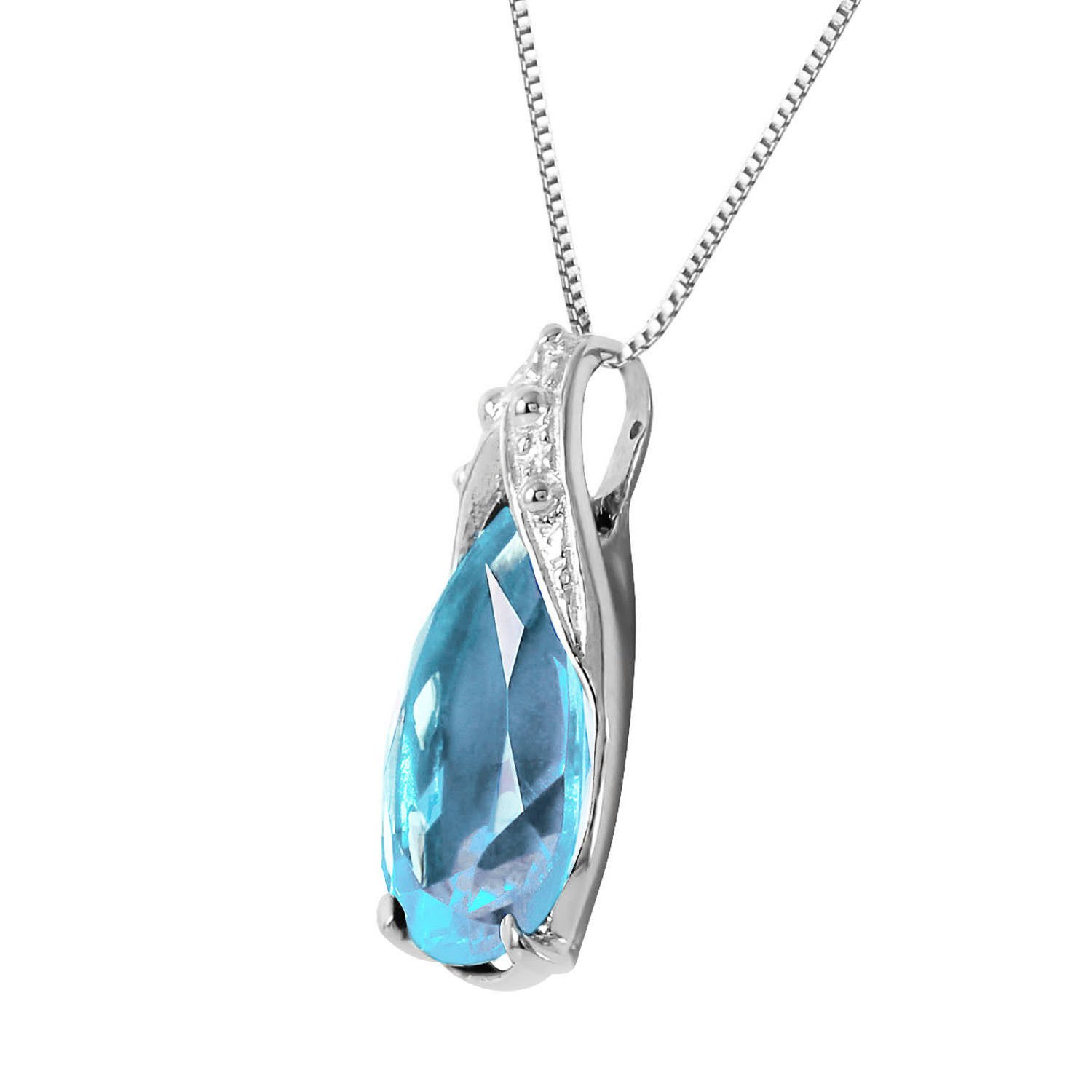 6 CTW 14K Solid White Gold Place To Stand Topaz Necklace Wedding Anniversary