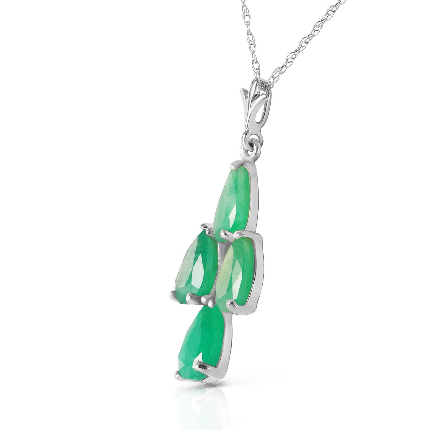 1.5 CTW 14K Solid White Gold Magnanimity Emerald Necklace