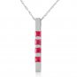 0.35 Carat 14K Solid White Gold Necklace Bar Natural Ruby