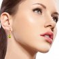 14K Solid Rose Gold Women's Stunning Dangling Cubic Zirconia Hoop Earrings