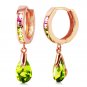 14K Solid Rose Gold Women's Stunning Dangling Cubic Zirconia Hoop Earrings