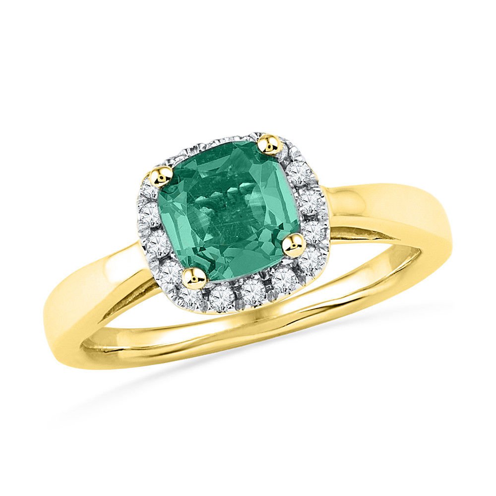 1.50 CT 10k Yellow Gold Emerald LabCreated Emerald Solitaire Engagement Ring