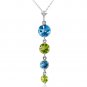 3.9 Carat 14K Solid White Gold Please Nod Blue Topaz Peridot Necklace Pendant