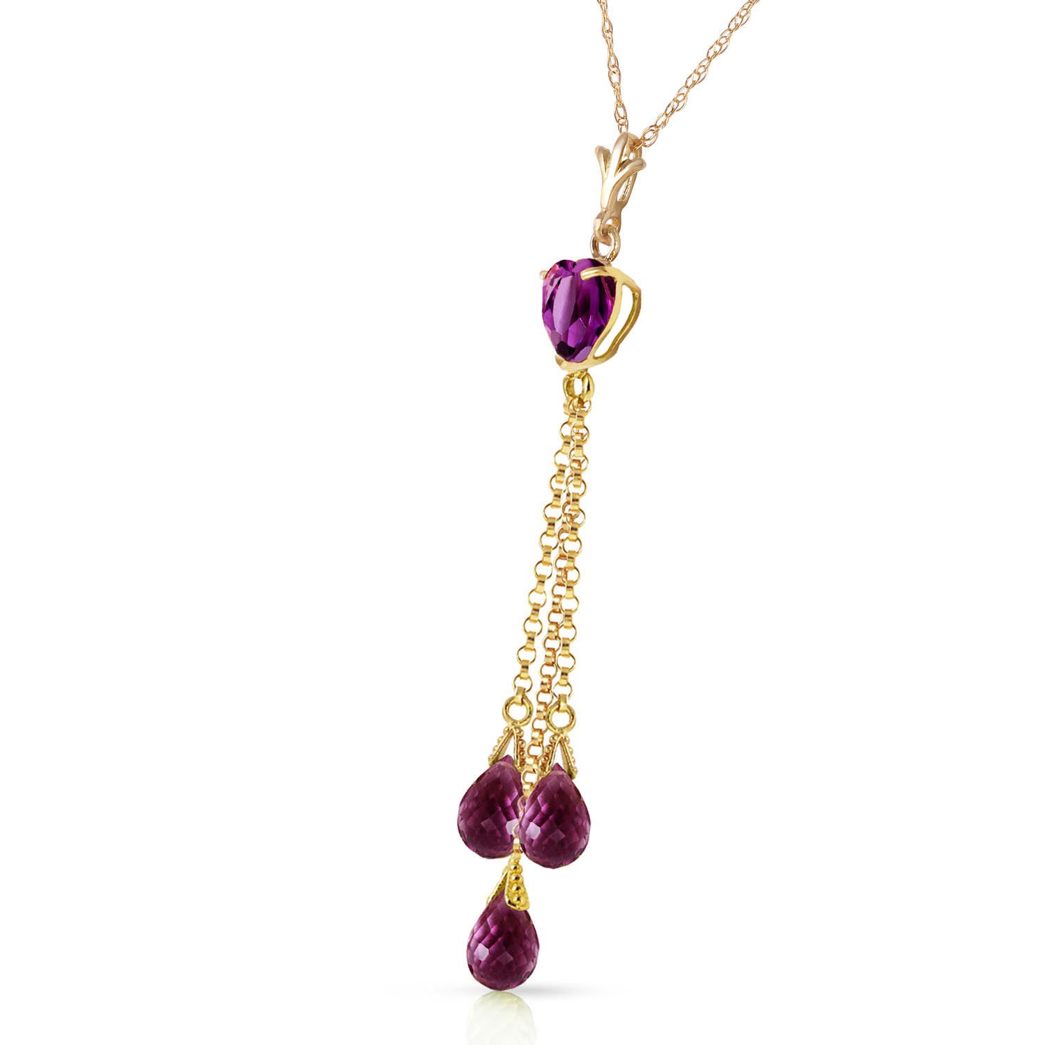 4.75 CTW 14K Solid Gold Always Love Amethyst Necklace