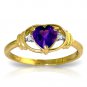 0.96 Ct 14K Solid Gold I Amethyst Love Amethyst Diamond Ring Anniversary Bridal