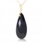 14K Solid Gold Necklace with Briolette 31x16 mm Black Onyx Classic Fine Jewelry