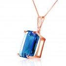 14K Solid Rose Gold Necklace with Octagon Blue Topaz