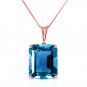 14K Solid Rose Gold Necklace with Octagon Blue Topaz