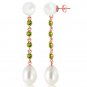 14K Solid Rose Gold Chandelier Earrings with Peridots & pearls