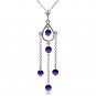 1.5 CTW 14K Solid White Gold Rising Star Amethyst Necklace