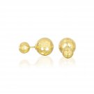 Womens Solid 14k Yellow Gold Cute Double Sided Earrings with Faceted Bead Design