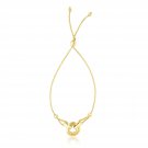 14k Yellow Gold Interlaced Ring Adjustable Design Lariat Bracelet