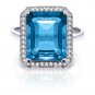 7.8 Carat 14K Solid White Gold Return My Heart Blue Topaz Diamond Ring Womens